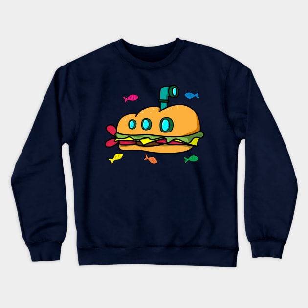 Funny Submarine Hero Sandwich Cartoon Crewneck Sweatshirt by Brobocop